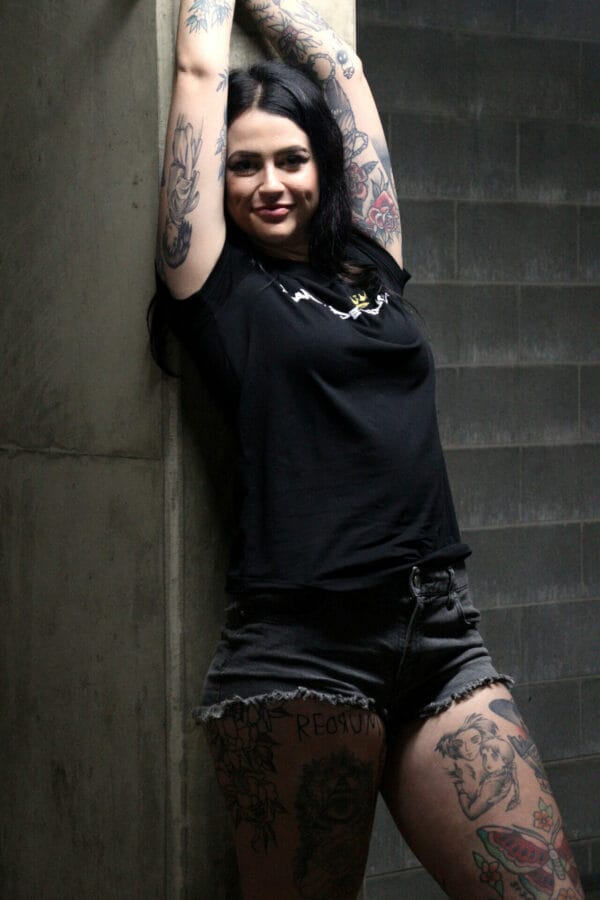 Female wearing a DSK T-Shirt