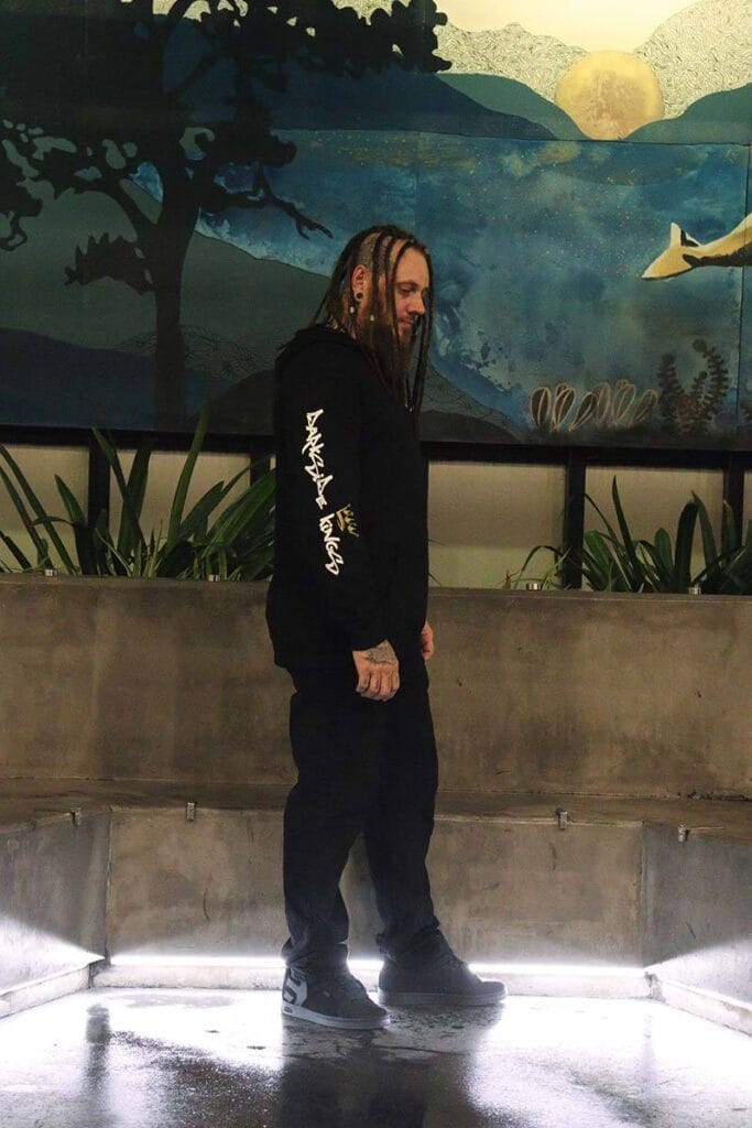 Male wearing a DSK Hoodie