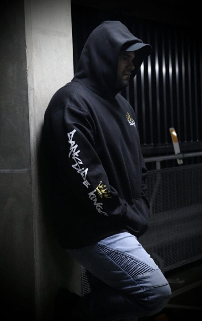 Male wearing a DSK Hoodie