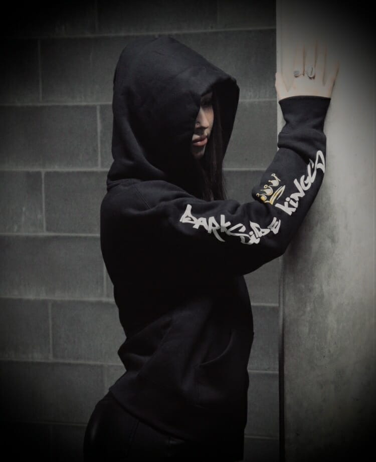 Female wearing a DSK Hoodie