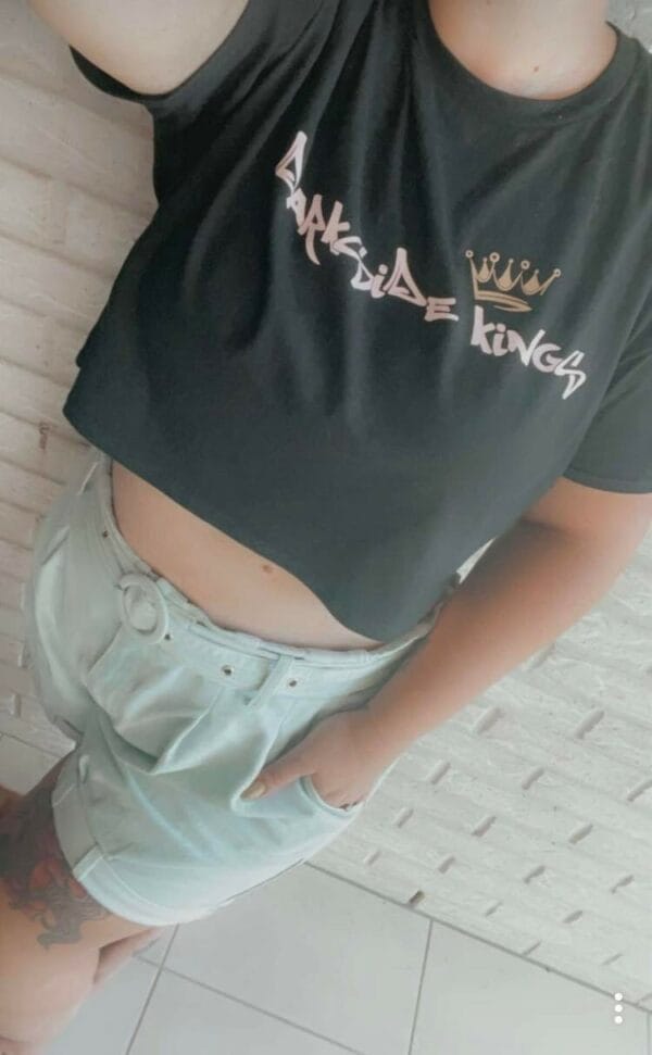 Customer wearing a DSK Crop T-shirt
