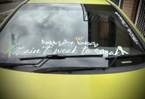 Darkside Kings Sticker on the windscreen of a customers vehicle
